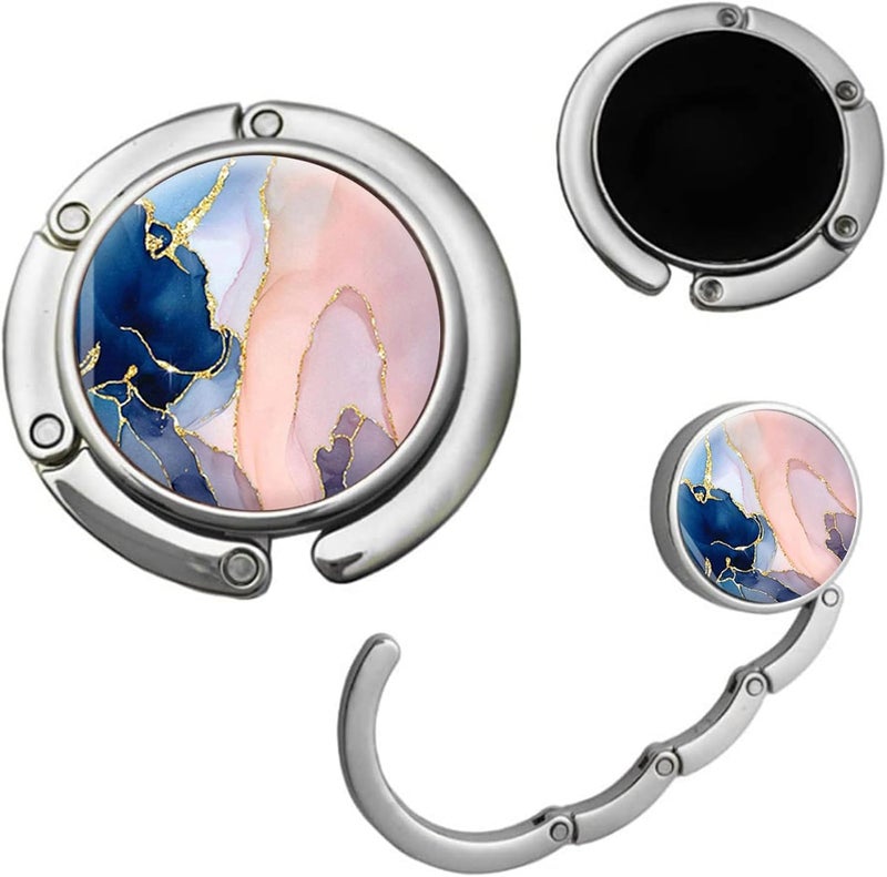 ZHENBAOLAI Foldable Purse Hook, Folding Handbag Hanger Bag Hanger Table Hook for Girls and Women（002-3P Pretty Marble） - Image 3